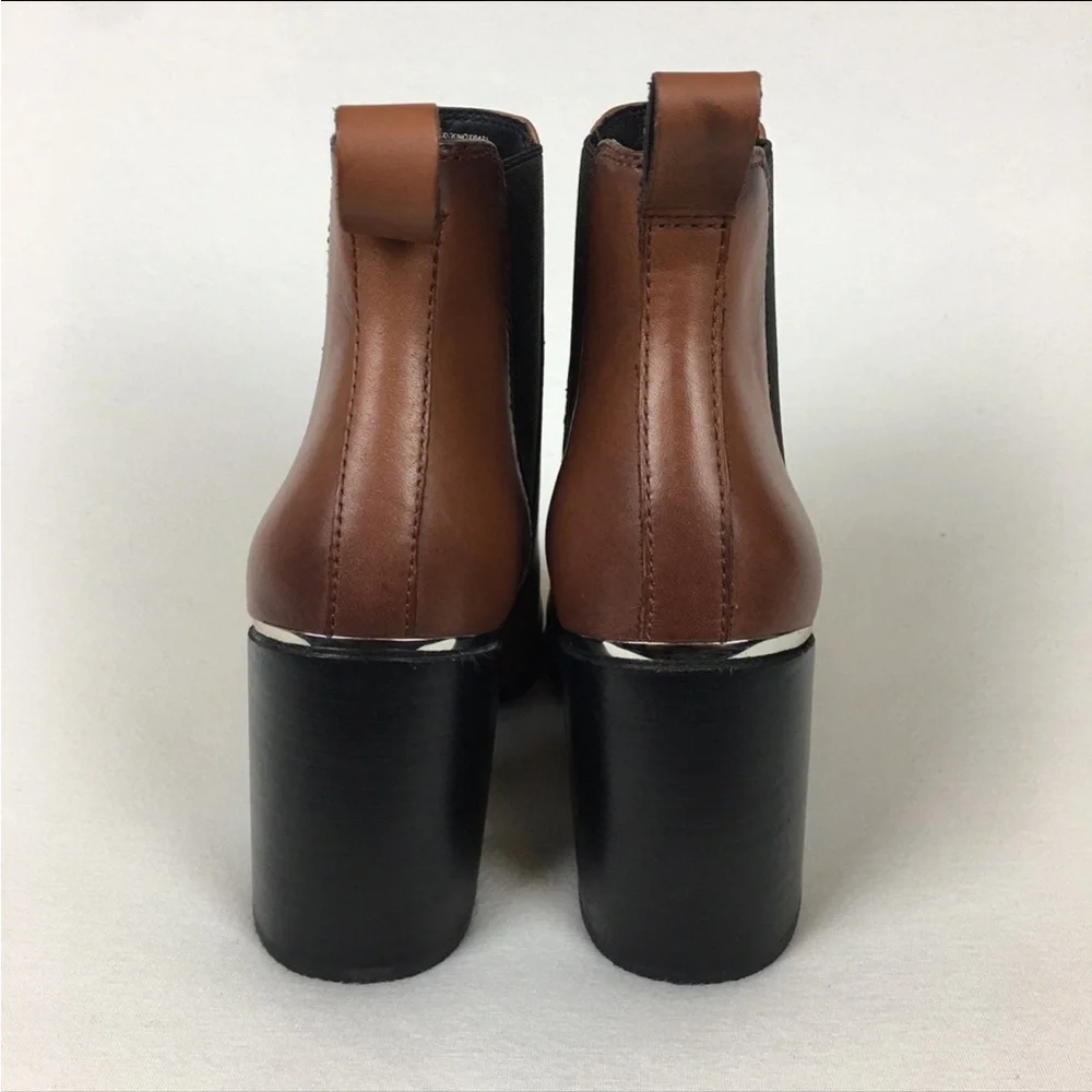 Steve Madden Knoxi brown Leather western Bootie chunky heel women 8 new no box - Picture 4 of 8